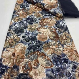 2025 African High Quality Lace Fabric Latest French Net Sequins Fabric Beaded Embroidered Lace Nigeria Fabric For Sewing KB4901