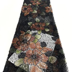 2025 Luxury African Lace Fabric 5 Yards Dubai 3D Beaded Tulle Lace Fabric Embroidered Flower Nigerian Fabric for Sewing
