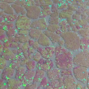 5 Yards Elastic Mesh Sequined Flower Embroidered Cloth Dress Wedding Fabric