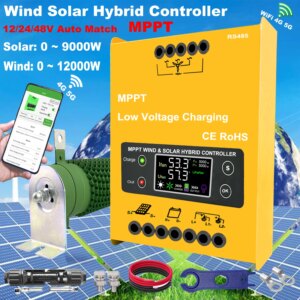 12V 24V 48V 2000W 4KW 5KW Hybrid Wind Solar Charge Controller MPPT Battery Equalizer 80A 160A For Lifepo4 Lithium other Battery