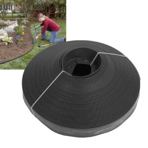 Landscape Edging Kit PE 40m Garden Border with Spikes for Lawn Flower Bed Grass Yard Black