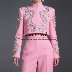 Crystals Beaded Mother Of Bride Dreses 2 Pieces Women Pants Suits Customized vestido invitada boda костюм жіночий