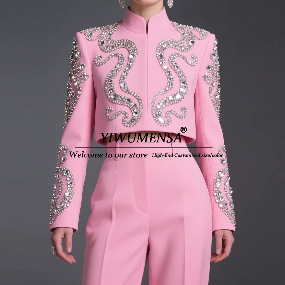 Crystals Beaded Mother Of Bride Dreses 2 Pieces Women Pants Suits Customized vestido invitada boda костюм жіночий