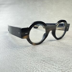Glasses Frames Round Vintage Wide Temple Janpan Style Handmade Natural Horn Prescription Eyeglass Frames Optical Lenses Eyewear