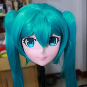 (KMO6247)Handmade Female Resin Full Head Mask Cosplay Japanese Anime Role Kigurumi Mask With Ponytail Crossdress