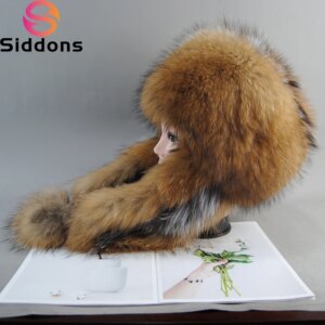 Hot Fur Hats Women Winter Warm Fluffy Fox Fur Bomber Hat with 5 Tails Genuine Real Fur Snow Cap Super anti cold Stylish Headwear