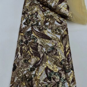 Luxury African Sequins Lace Fabric 2025 High Quality Groom Nigerian Wedding Dress Bridal Embroidery French Tulle Sewing