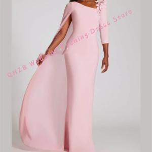 Elegant Satin One Shoulder Flowers Straight Mother Of Bride Wedding Dresses Bridal Gowns Customized