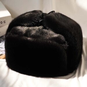 2025 New Winter Men’s Fur Hat Cap Thick Velvet Warm Bomber Hats Earmuffs Real Mink Fur Hat Ski Caps For Men