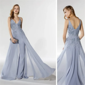 Sequined Mother Of The Bride Dresses V Neck Lace Appliqued Wedding Guest Dress Floor Length Chiffon Beaded Evening Gowns