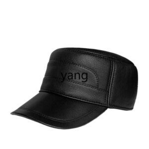 LMM leather velvet men in the elderly autumn and winter dad hat Zhongshan hat