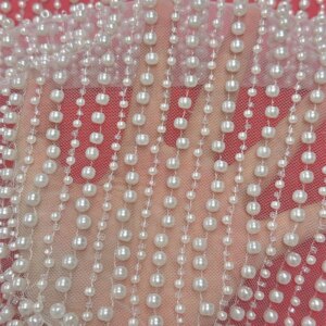 Elegant French Embroidery Beaded Net Lace Fabric Tulle Mesh with Sequins for Wedding Dress African Nigerian Style 2025