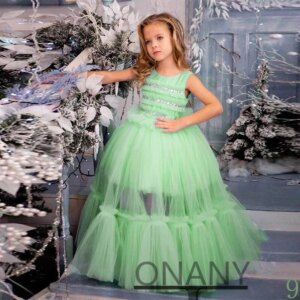 JONANY Detachable Train Flower Girl Dress Crystal Sleeveless Personalised Ball Gown Little Girl Princess Roupas De Florista