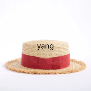 Yjq flat top sun straw hat elegant sunscreen top hat summer flat edge women’s model