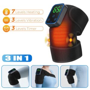 3 in 1 Heated Knee Massager Eletric Vibration Leg Joint Shoulder Elbow Support Heating Massage Device with Phone APP Control Spa