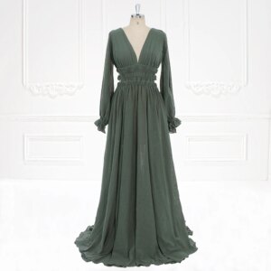 Long Sleeves Elastic Waist Boho Dresses for Pregnant Photography Beach Dress Side Slit Maternity Photoshoot Dresses YW221118-1