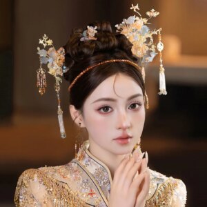 2025 New Xiuhe Headdress Wedding Hair Accessories New Chinese Wedding Hairpin Hair Accessories Xiuhe Tassel Tuinga