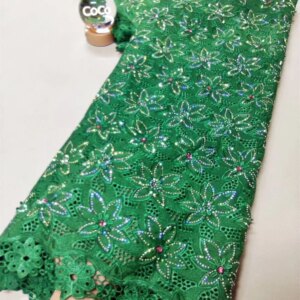 Luxury Evening Dresses 2025 African Fabric Lace High Quality 5Yard 2025 In Green Guipure Lace Fabric With Stone Lace Trim W696-1