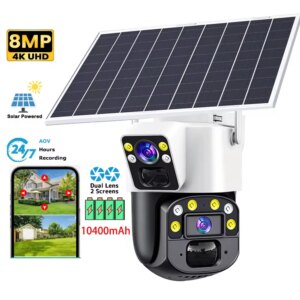 8MP AOV 4G LTE Solar Camera Dual Lens Solar Powered Security Camera Surveillance Motion Detection Night Vision 24 Hours Online