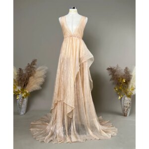 Don&Judy Elegant Maternity Photography Dress Irregular Hem A-Line Sleeveless Party Gown Pregnancy Babyshower Photo Shooting Maxi