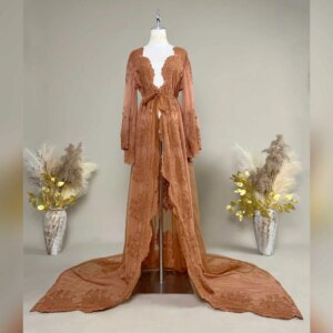 Don&Judy Expecting Mother Photography Embroidery Lace Sexy Deep – V – neck Trumpet – sleeve Dress Women’s Wedding Formal Wear
