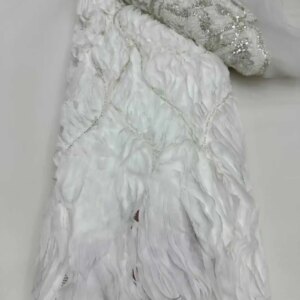White Africa Nigerian Sequins Heavy Lace Pretty Hot Sale Elegant French Beaded Net Lace Fabric For Wedding Party Dress
