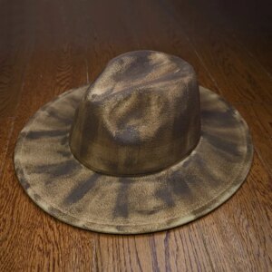 Design spray paint charred wind vintage old woolen plus big hat felt top flat wrapping