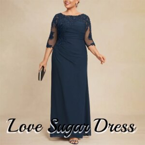 Plus Size Chiffon Mother of the Bride Dresses Pleated Coulmn Lace Wedding Party Gowns vestido elegante para madre de la novia