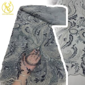 Newest African Sequins Beaded Lace Fabric 2025 High Quality Bridal French Lace Fabric for Party Wedding Evening Dress Fabrics