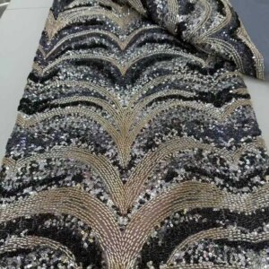 Latest African French Tulle Net Lace With Sequins African Lace Fabric 5Yards Embroidery Nigerian Lace Fabric For Party Dress -JY