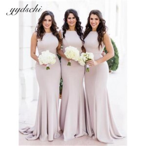 2025 Mermaid Bridesmaids Dresses For Wedding High Neck Satin Sleeveless Formal Party Gown Elegant Vestido De Noiva