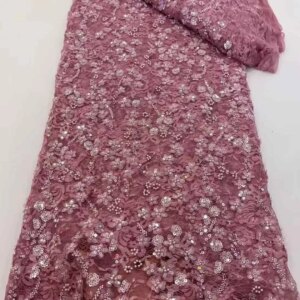 African Luxury Beaded Tulle Lace Fabric 2025 Nigerian Handmade Sequins Lace Fabric Fro Bridal Wedding Dress Party Sewing
