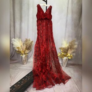 Photography and Maternity Dresses Elegant Pregnant Womens Clothing Sleeveless Red wine Organza Dress Baby Shower Gowns New 2025