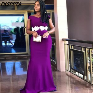 Custom Made 2025 Long Purple Bridesmaid Dresses For Black Girls Off The Shoulder Mermaid White Lace Wedding Party Gowns