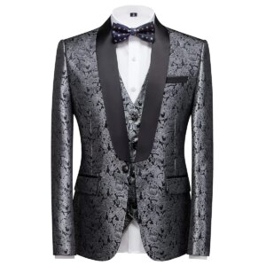 Men’s Tuxedo Casual Slim Fitting 3-piece Formal Tight Fitting Shawl Suit Men’s Wedding Banquet Dress