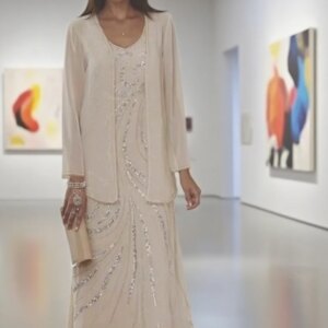 Elegant Ankle Length Mother Of The Bride Dresses With Jacket Sequins Beaded Long Plus Size Mothers Wedding Guest Dress