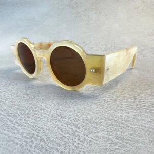 Eyeglass Frames Unique Round Vintage Retro Rough Handmade Honey Horn Man Sunglasses Women Wide Temple Reading Glasses Frames