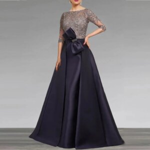 Customized Mother of the Bride Dresses 2025 A-Line O-neck Wedding Guest Gowns Lace Applique Bow Ruching Dress Wedding Party New