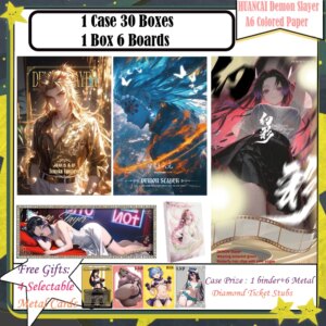 HUANCAI Demon Slayer A6 Colored Paper Anime Kimetsu Yaiba Tanjirou Kamado Nezuko Card Kids Gift Demon Slayer Cards