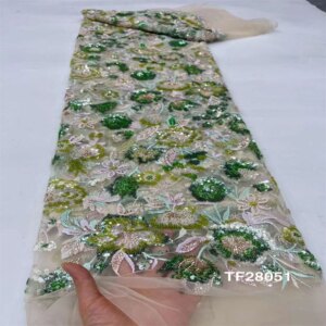 African Nigerian Exquisite Lace Fabric Sequins Beads Fabric 2024 High Quality French Bride Party Wedding Embroiderg Sewing Dress