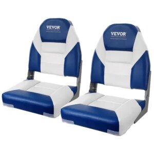 VEVOR Boat Seats, 21.85′ High Back Boat Seat, Folding Boat Chair with Thickened Sponge Padding and Hinge, Fold-Down Boat Captain