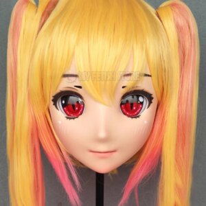 (Lanmei-05)Japan Anime Kigurumi Masks Cosplay Kigurumi Cartoon Character Role Play Half Head Lolita Doll Mask With Eyes And Wig