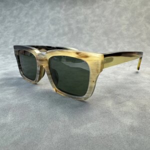 Men Sunglasses Women Square Vintage Unique Retro Handmade Honey Black Horn Man Sunglass Fashion Antique Glasses Eyeglasses