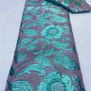 Green 2024 High Quality Nigerian Jacquard Lace Fabric African Brocade Lace Fabric For Sewing Women Wedding Party Dresses