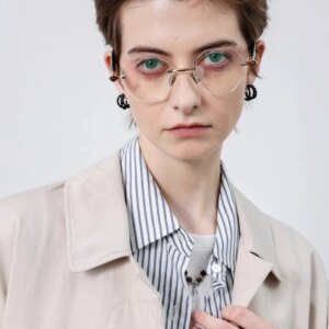 Light luxury literary style rimless eyeglass frames pure handmade design anti-blue light glasses for men and women
