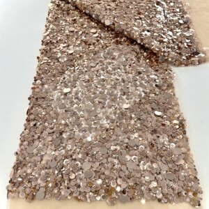 African Velvet Quality Nigerian Sequins With Pearl Lace French Tulle Lace Fabric For Party Dress Sewing