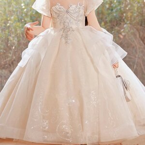 Customized Flower Girl Dresses For Weddings 2025 Appliques Short Sleeves Princess Toddler Pageant Gowns First Communion Dresses