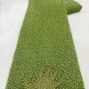 African Heavy Beaded Lace Fabric 2025 High Quality Nigerian Pearl Lace French Mesh Lace Fabric For Wedding Party Dress Sewing