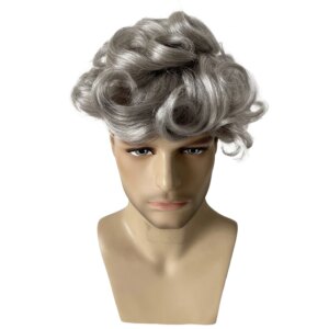 Indian Virgin Human Hair Systems #1b80 Grey Unit 8×10 Knots PU Toupee for White Men