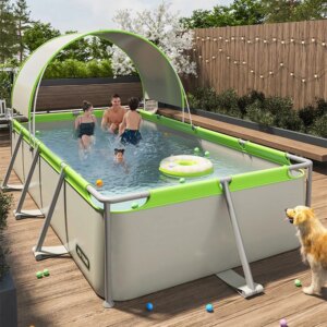 Foldable Pool Outdoor Large Non Inflatable Swimming Pool Household Water Party Square Children Adult Swimming Pool With Awning